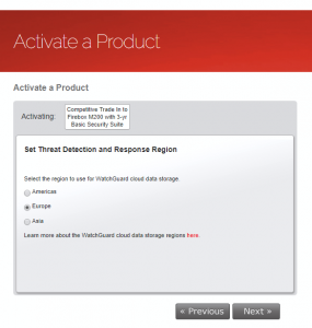 Activation Wizard Set TDR Region