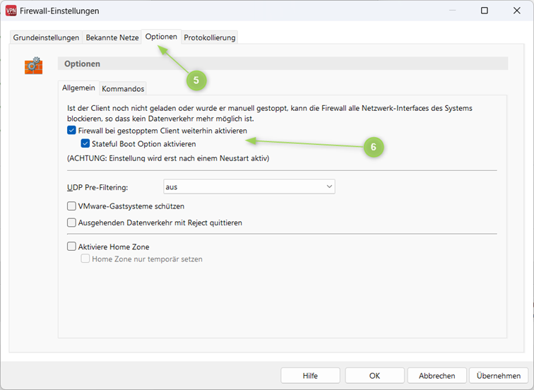 Firewall-Einstellungen always on