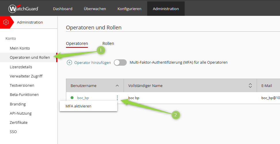 HOWTO: Multifaktor-Authentifizierung für Account im WatchGuard-Portal aktivieren - Enable