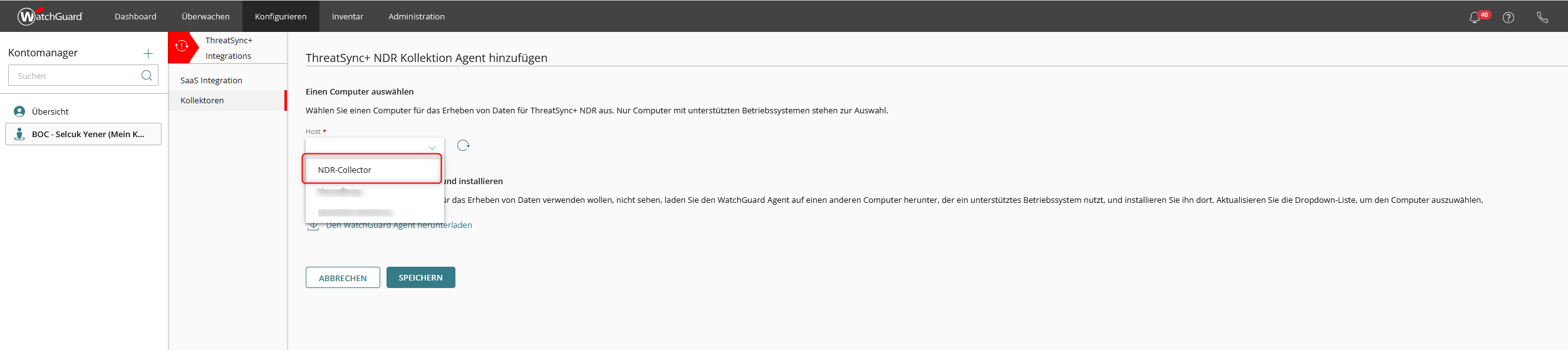 WatchGuard ThreatSync+ Collection Agent auswählen